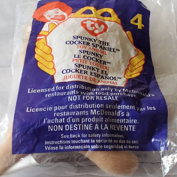 Spunky The Cocker Spaniel  McDonald's Ty Teenie Beanie Babies Sealed #4 1999 - Picture 2 of 4